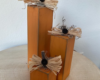 Rustic Wood Pumpkins: Farmhouse Fall Decor, Set of 3