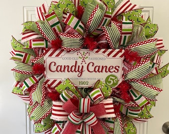Candy Cane Christmas Wreath