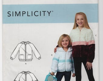 Simplicity R10719 Girls Knit Hooded Jacket Pattern, Size 7-14, Uncut - For Stretch Knits -