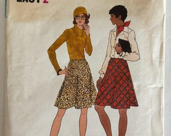 Vintage 1970s Butterick 3309 Skirt Pattern, Waist 28, Hip 38, Uncut