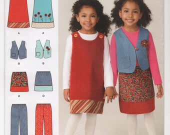 Simplicity 1568 Girls Jumper Vest Pants Skirt Pattern, Size 3-8, Uncut