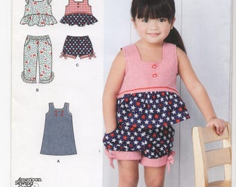 Simplicity 1118 Toddler Dress Top Cropped Pant Shorts Pattern, Size 1/2 - 4, Uncut