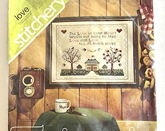 Vintage 1970s Spinnerin Yarn Stitchery Crewel Kit "The Love In Your Heart"