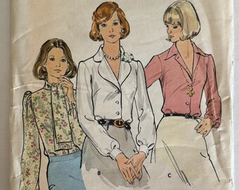 Vintage 1970s Butterick 3952 Semi-Fitted Blouse Pattern, Size 12, Uncut