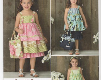 Simplicity 2171 Girls Dress Top Pants Bag Hairband Pattern, Size 3-8, Uncut