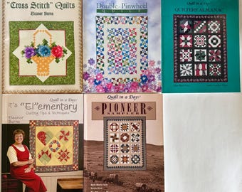 Lot of 5 Eleanor Burns Quilt in A Day Books Quilt Patterns Double Pinwheel Pioneer Sampler Almanac Cross Stitch Quilts