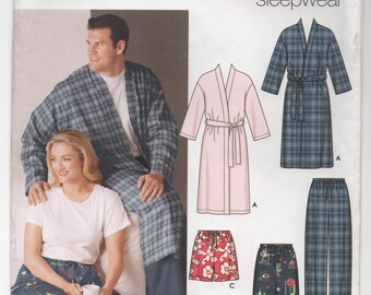 Simplicity 5314 Men's Women's Sleepwear Pants Shorts Robe, XL, XXL, XXXL, Uncut