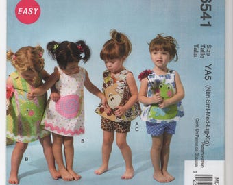 McCalls M6541 Infant Top Dress Shorts Appliques Pattern, Size NB-XL, Uncut