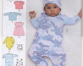 Butterick 6970 Infant Baby Jacket Top Dress Romper Hat Pattern, XXS-L, Uncut