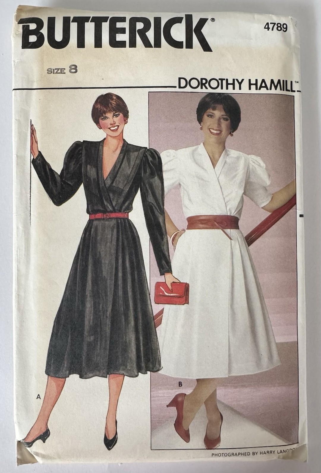Vintage 1980s Butterick 4789 Dorothy Hamill Front Wrap Dress Sewing ...