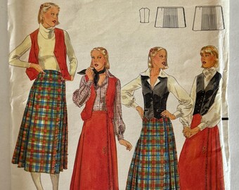 Vintage 1979 Butterick 5528 Pleated Wrap Skirt Vest Pattern, Size 12, Uncut