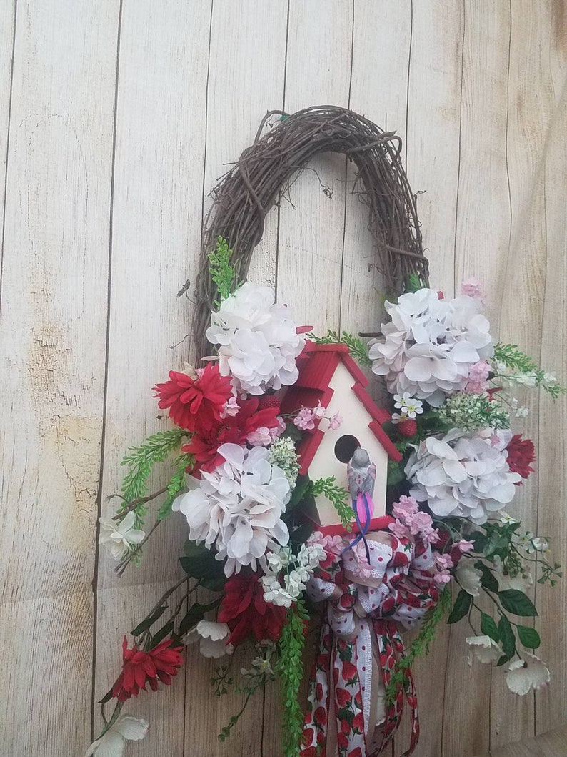Birdhouse Wreath Summer Front Door Wreath Bird House Wreath Etsy