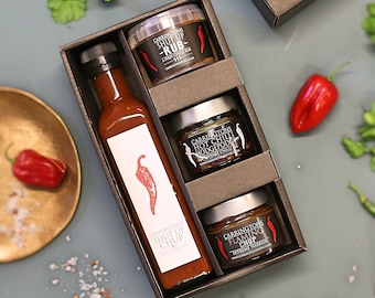 Spicy Chilli Food Hamper, Hot Sauce Food Gift, Cooking Gift, Valentines Day Gift, Gift for him, Gift for husband, Gift for Boyfriend