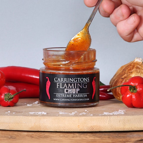Extremely Hot Harissa Chilli Paste, Flaming Chup hot sauce, gift for him, chilli lover gift, gift for cook, gift for foodie, cooking gift