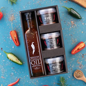 Spicy Chilli Cooking Gift Hamper, chilli gift set, chilli oil cooking gift box, cooking gifts for men, gift for him, gift for chilli lover,