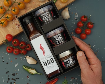 Spicy BBQ Cooking Hamper, BBQ gifts, Barbecue Food Gift, Gift for Him, Cooking Gift, BBQ Accessories, Gift for Dad, Husband Gift, Men's Gift