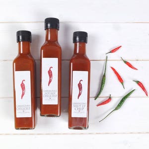 Chilli Sauce Gift Set, Mild to Hot 250ml, chilli gift for him, chilli lovers gift set, gift for foodie, hot sauce gift set, cooking gift set image 6