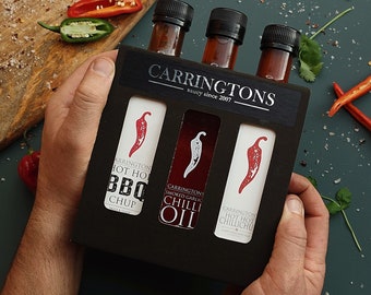 BBQ Sauce Gift Set, Chilli Sauce and Oil Hamper, Gift for Foodie, Gift for Him, Gifts for Men, BBQ Gift, Food Gift, Dad Gift, Cooking gift