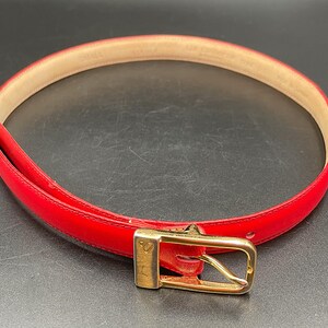 Liz Claiborne Red Leather Slim Brass Buckle Belt M s-l400.jpg main image 3