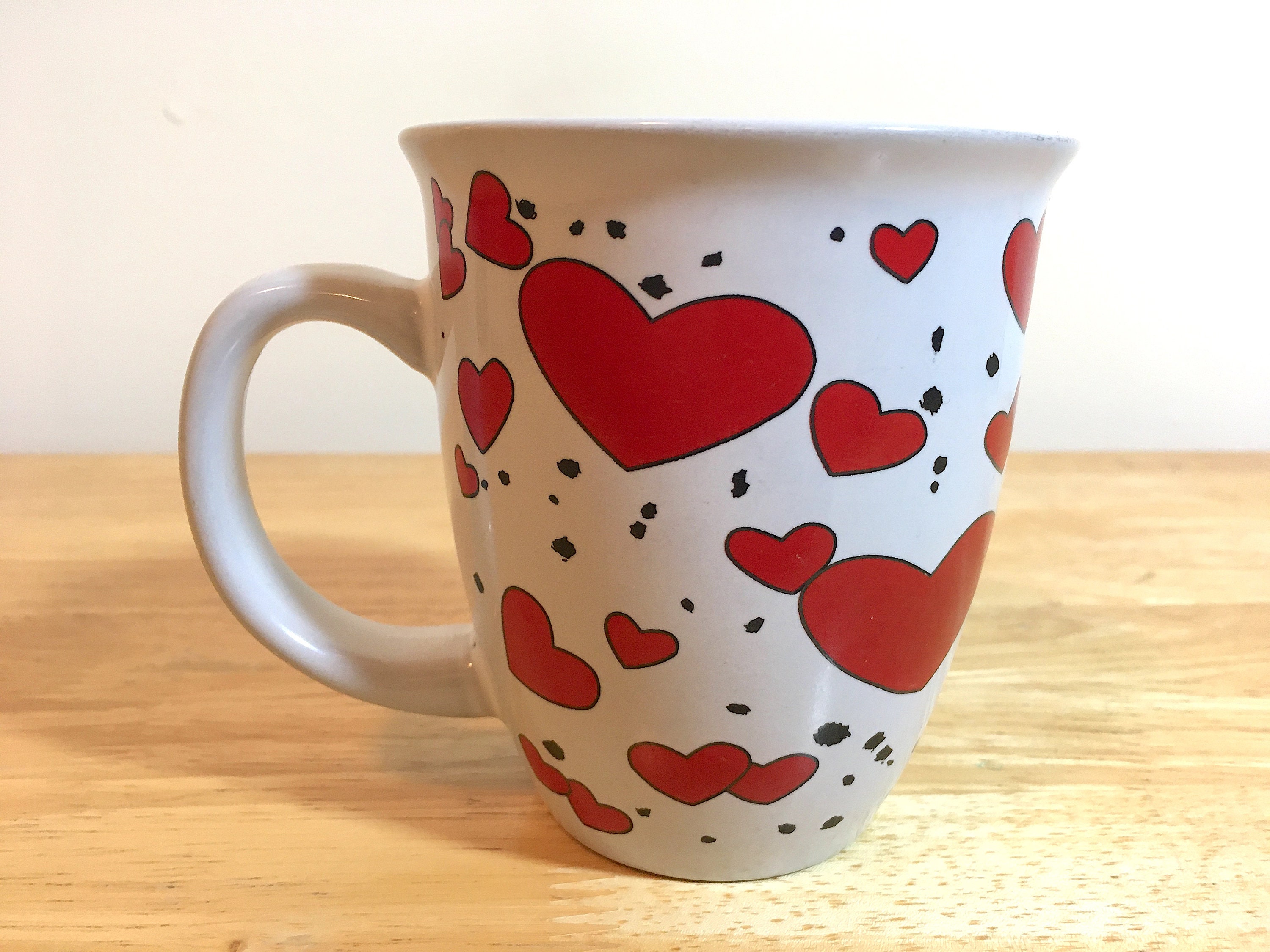 Love Mug Clear Glass Gold Hearts with Metal Heart Handle Coffee Lovers Cup