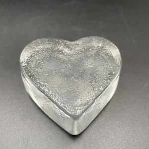 Recycled Glass Heart-Shaped Paperweight / Clear Vintage Art Glass Heart / Valentine&#39;s Day Gift / Anniversary Present