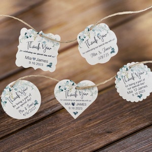 Wedding Tags, Personalized Wedding Tags, Custom Wedding Favor Tags, Thank You for Celebrating With Us Tags, Greenery Wedding Favor Tags