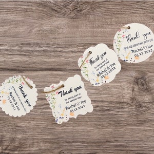 Wedding Tags, Personalized Wedding Tags, Custom Wedding Favor Tags, Thank You for Celebrating With Us Tags, wildflower Wedding Favor Tags