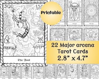 Color Your Own Tarot, 22 Rider Waite Cards, Major Arcana Coloring Pages, Divination Tools