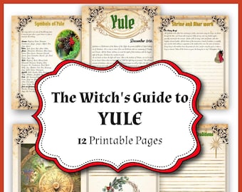Yule Pagan Holiday, Wiccan Weel of the Year Guide, Worksheet,  Winter Solstice Pagan Season, Grimoire Cheat Sheet Rituals, Spells, Notes