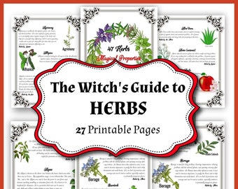 47 Wiccan Herbs Magical Property for Emotional and Spiritual Healing, Green Witch Grimoire, Starter Kit for Kitchen Witchery