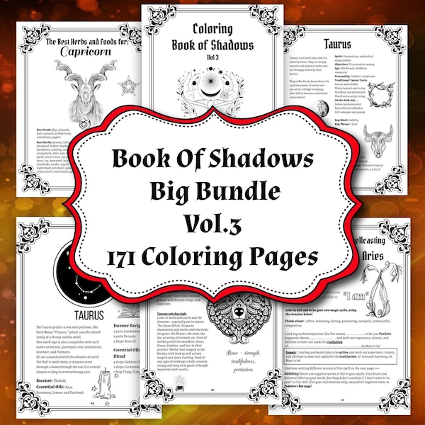 Astrology Coloring Grimoire, Baby Witches Book of Shadow, Witchcraft Celestial Printable Journal, Zodiac Compatibility & Correspondences