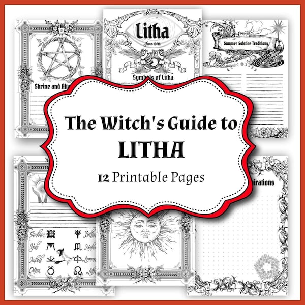 Litha Summer Solstice, Wiccan Sabbat Coloring Pages, Wheel of the Year Guide, Book of Shadows & Grimoire