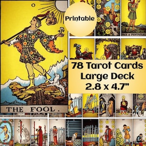 Papelaria de Tarô Grande para Imprimir: Ferramentas de Adivinhação DIY com 78 Cartas Rider-Waite (2,8" x 4,7")