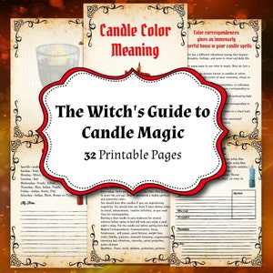 Witch Candle Color Meaning, Wiccan Candles Journal Printable Pages, Witchcraft Starter Kit, Digital Book of Shadows 32 Pages