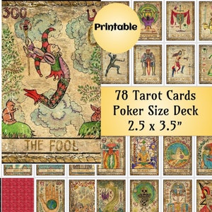 Bridge Size Tarot Printable, 78 Cards for Dreamy Divination, Easy to Print & Use, Perfect for Tarot Enthusiasts