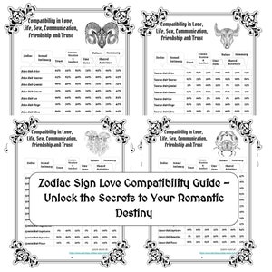 Tabla de compatibilidad amorosa: encuentra tu amor eterno con compatibilidades de signos del zodíaco, guía astrológica, regalo perfecto para parejas y amantes