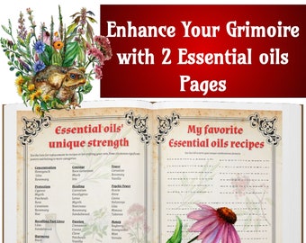 Essential Oils Strenth for Spells, Beginner Witchcraft Kit, Ritual Oils Set, Quick Reference Grimoire Pages Printable Pages