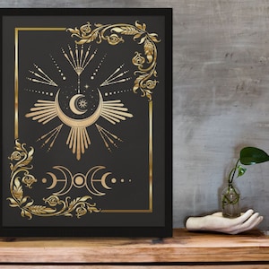 Occult Decor Poster, Witch Art Print, Moon Goddess Magic, Esoteric Gift & Mystic Symbolism for Witchy Room Decor