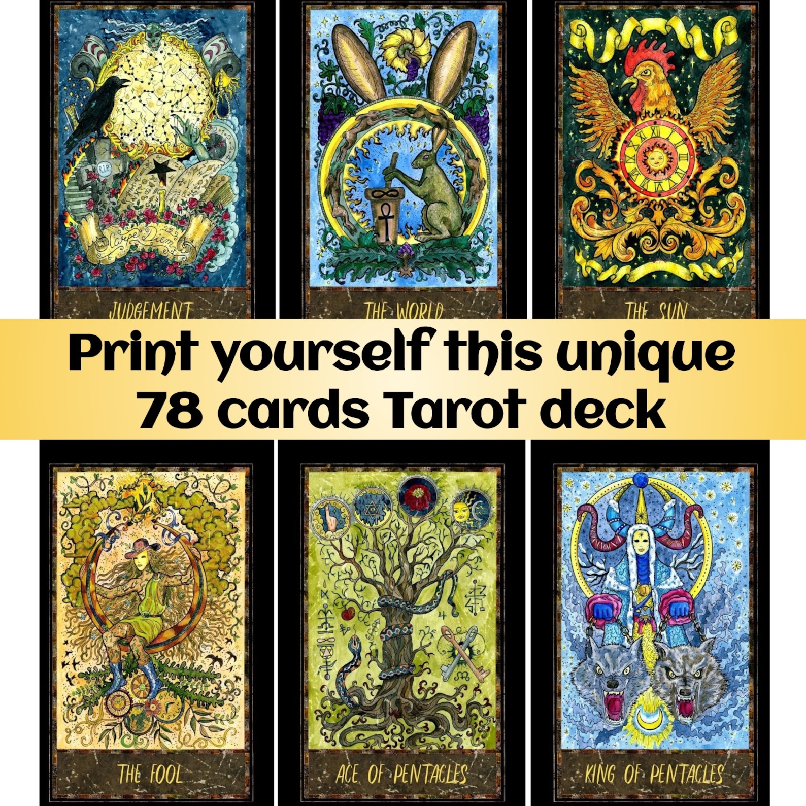 78 Tarot Deck Witchery Large Vintage Tarot Card Deck Etsy