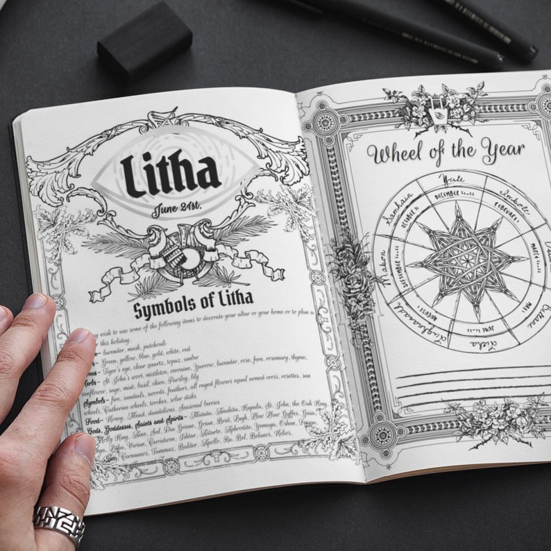 Litha Summer Solstice, Wiccan Sabbat Coloring Pages, Wheel of the Year Guide, Book of Shadows & Grimoire image 2