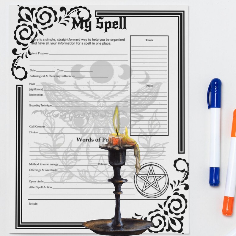 Witchcraft Printable Blank Ornate Grimoire Pages Magic Wicca - Etsy