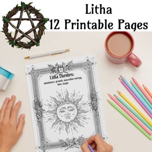 Litha Summer Solstice, Wiccan Sabbat Coloring Pages, Wheel of the Year Guide, Book of Shadows & Grimoire image 9