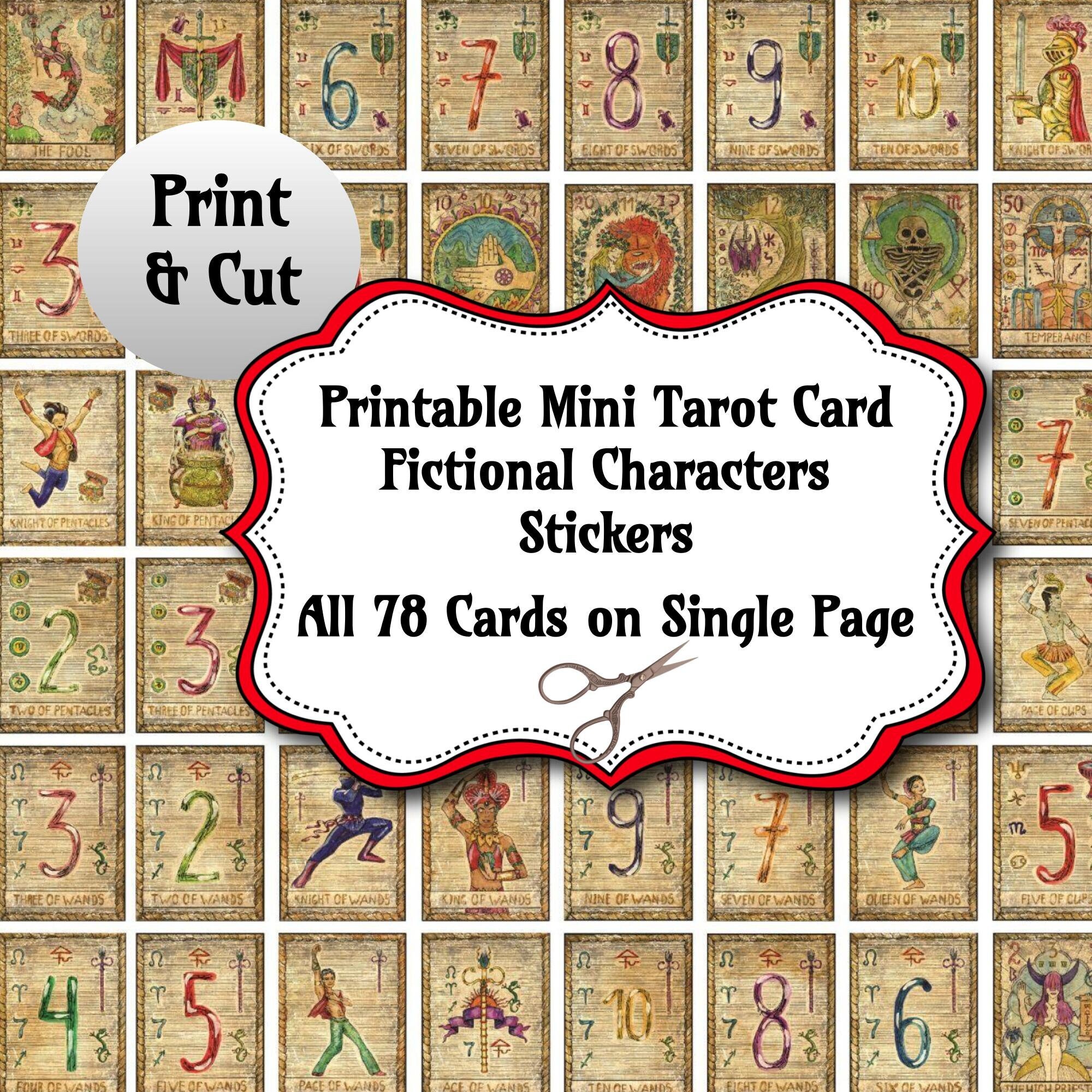 Printable Mini Tarot Card Stickers | All 78 Cards on single page | Great  for Tarot Journaling | Digital File INSTANT DOWNLOAD