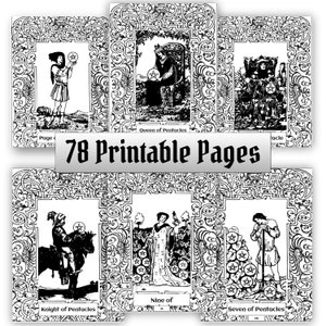 Tarot Divination Art Coloring Book, All 78 Rider Waite Cards, Unique Adult Pages Minor Major Arcana image 8