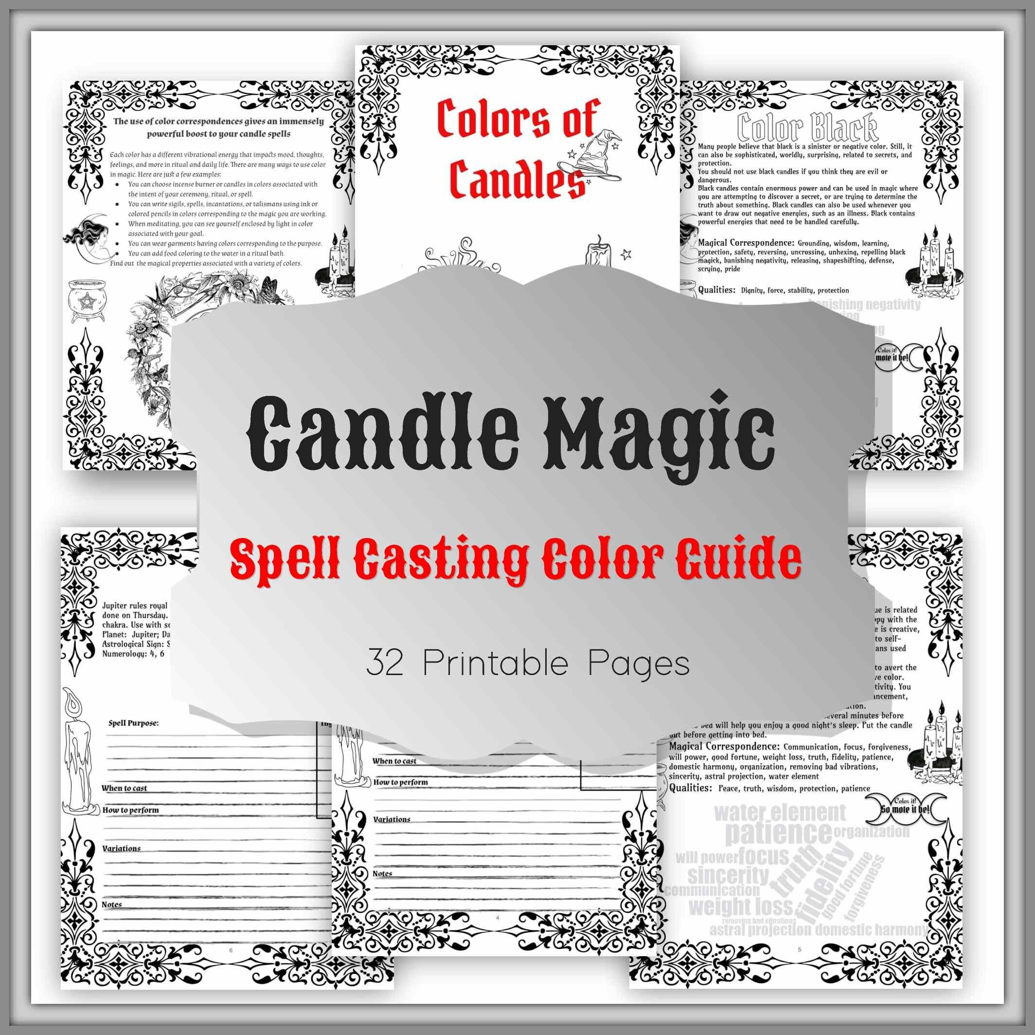 Witchcraft Candle Magic Coloring Book - Printable Grimoire for Wiccan Rituals - Spell Casting Guide