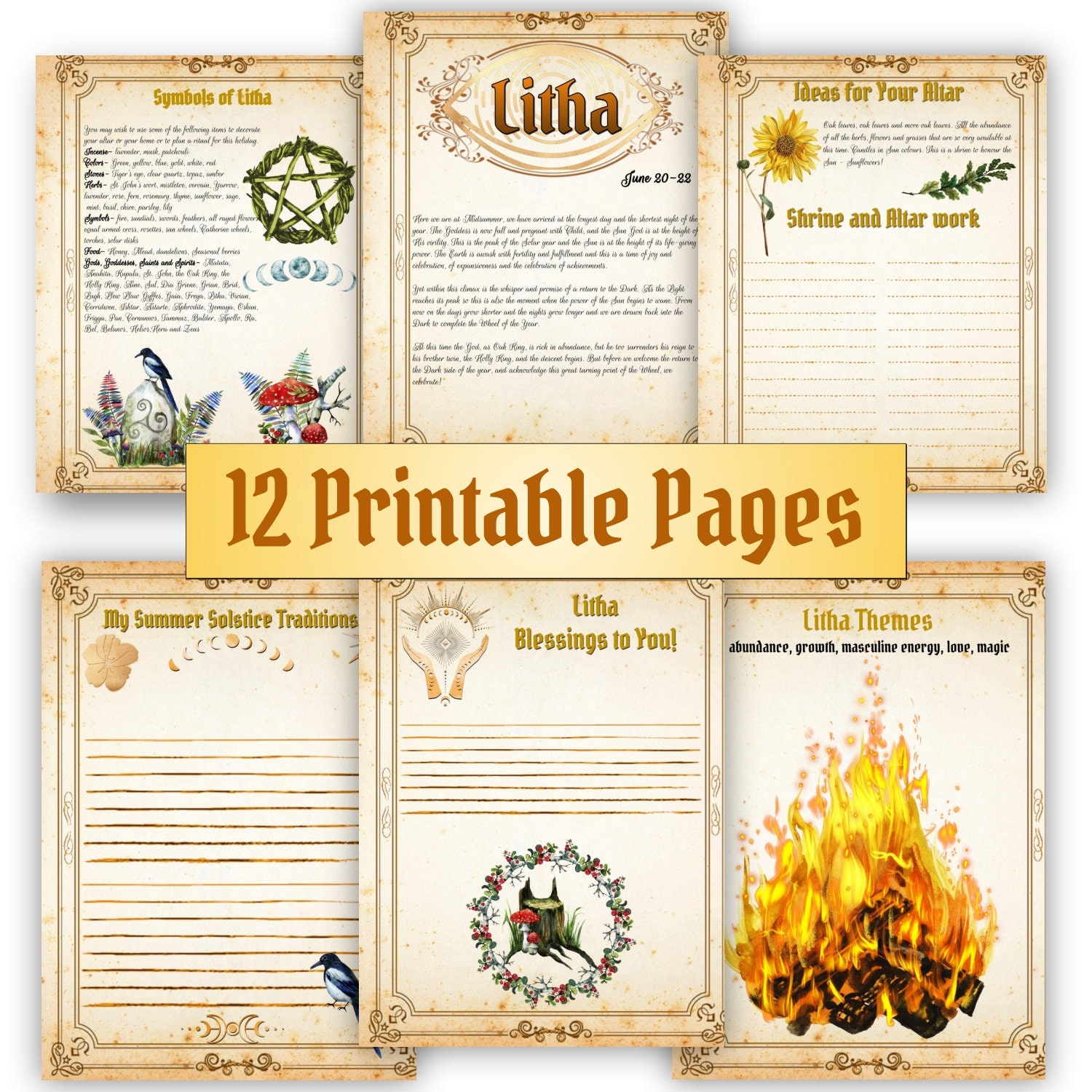 Litha Summer Solstice Wiccan Sabbat Midsummer Ritual Etsy