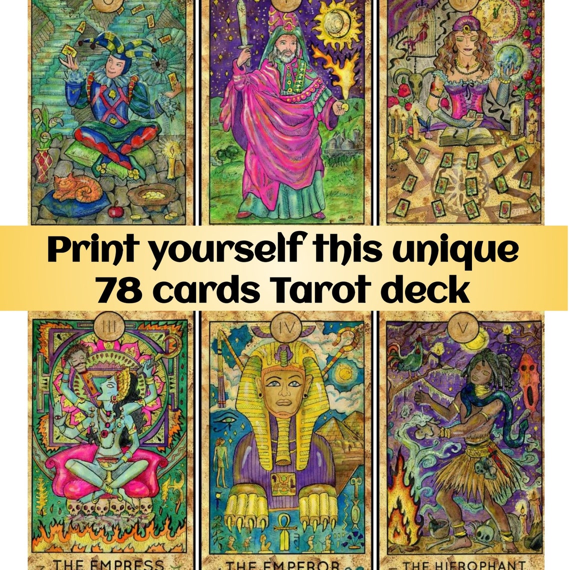 78 Tarot Card Deck Unique Creepy Monsters Large Vintage Etsy 78 Tarot Card Deck Unique Creepy Monsters Large Vintage Etsy