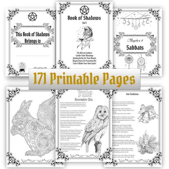 Wheel Of The Year Book Of Shadows Wiccan Sabbats Grimoire Pages 171 Printable Coloring Sheets Vol 1