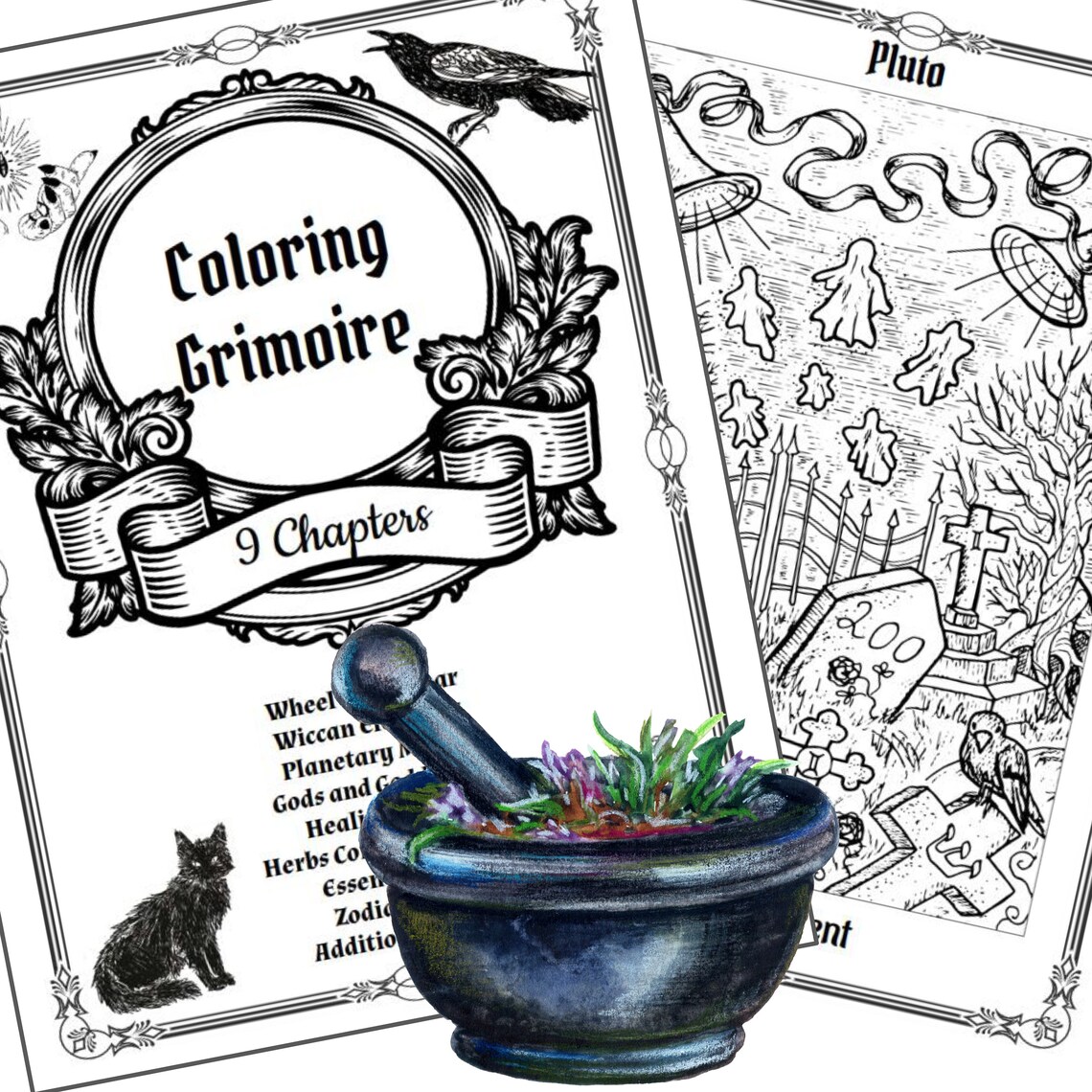 Grimoire Coloring Pages Printable Witchcraft Starter Kit - Etsy