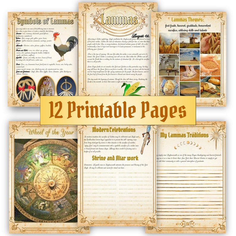 Lammas Lughnasadh Pagan Sabbat Calendar Printable Planner | Etsy